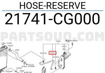 Nissan 21741CG000 HOSE-RESERVE