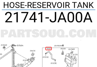 Nissan 21741JA00A HOSE-RESERVOIR TANK
