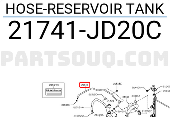 Nissan 21741JD20C HOSE-RESERVOIR TANK