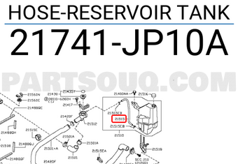 Nissan 21741JP10A HOSE-RESERVOIR TANK