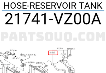 Nissan 21741VZ00A HOSE-RESERVOIR TANK