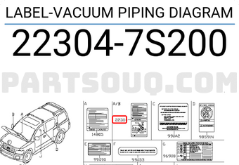 Nissan 223047S200 LABEL-VACUUM PIPING DIAGRAM