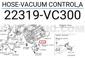 Nissan 22319VC300 HOSE-VACUUM CONTROL,A