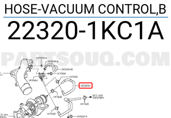 Nissan 223201KC1A HOSE-VACUUM CONTROL,B