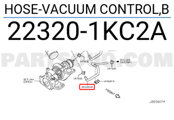 Nissan 223201KC2A HOSE-VACUUM CONTROL,B