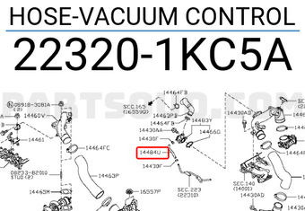 Nissan 223201KC5A HOSE-VACUUM CONTROL