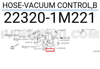 Nissan 223201M221 HOSE-VACUUM CONTROL,B