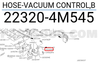 Nissan 223204M545 HOSE-VACUUM CONTROL,B