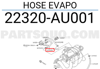 Nissan 22320AU001 HOSE EVAPO