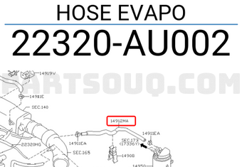 Nissan 22320AU002 HOSE EVAPO
