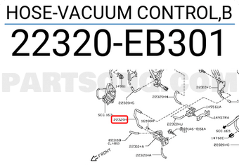 Nissan 22320EB301 HOSE-VACUUM CONTROL,B