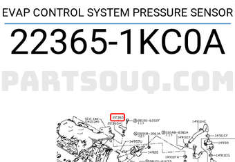 Nissan 223651KC0A EVAP CONTROL SYSTEM PRESSURE SENSOR