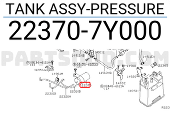 Nissan 223707Y000 TANK ASSY-PRESSURE