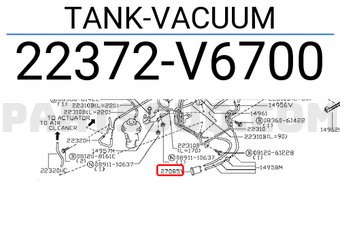 Nissan 22372V6700 TANK-VACUUM