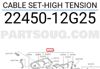 Nissan 2245012G25 CABLE SET-HIGH TENSION