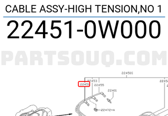 Nissan 224510W000 CABLE ASSY-HIGH TENSION,NO 1