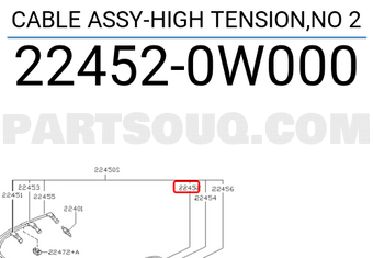 Nissan 224520W000 CABLE ASSY-HIGH TENSION,NO 2