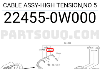 Nissan 224550W000 CABLE ASSY-HIGH TENSION,NO 5