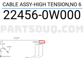 Nissan 224560W000 CABLE ASSY-HIGH TENSION,NO 6