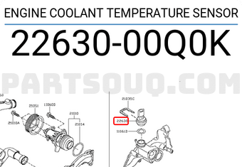 Nissan 2263000Q0K ENGINE COOLANT TEMPERATURE SENSOR
