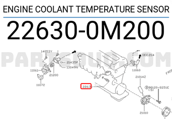 Nissan 226300M200 ENGINE COOLANT TEMPERATURE SENSOR