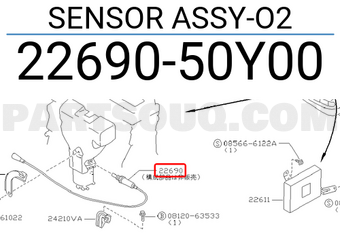Nissan 2269050Y00 SENSOR ASSY-O2