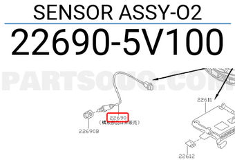 Nissan 226905V100 SENSOR ASSY-O2