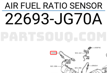 Nissan 22693JG70A AIR FUEL RATIO SENSOR