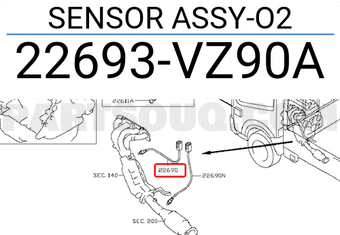 Nissan 22693VZ90A SENSOR ASSY-O2