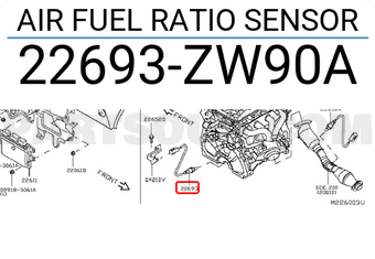 Nissan 22693ZW90A AIR FUEL RATIO SENSOR