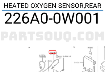Nissan 226A00W001 HEATED OXYGEN SENSOR,REAR