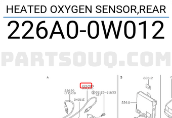 Nissan 226A00W012 HEATED OXYGEN SENSOR,REAR