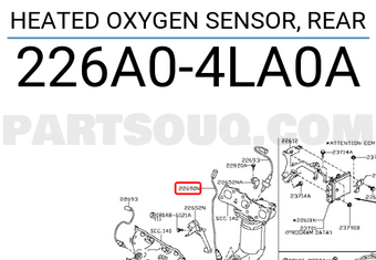 Nissan 226A04LA0A HEATED OXYGEN SENSOR, REAR