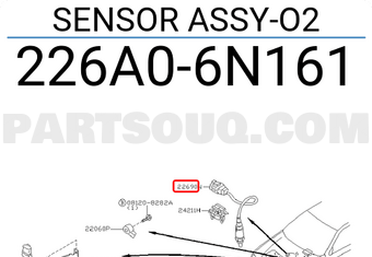 Nissan 226A06N161 SENSOR ASSY-O2