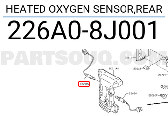 Nissan 226A08J001 HEATED OXYGEN SENSOR,REAR