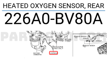 Nissan 226A0BV80A HEATED OXYGEN SENSOR, REAR