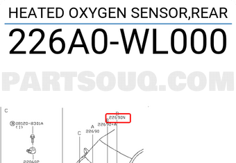 Nissan 226A0WL000 HEATED OXYGEN SENSOR,REAR