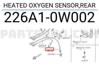 Nissan 226A10W002 HEATED OXYGEN SENSOR,REAR
