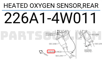 Nissan 226A14W011 HEATED OXYGEN SENSOR,REAR