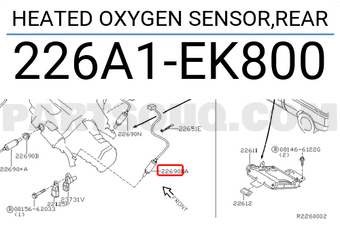 Nissan 226A1EK800 HEATED OXYGEN SENSOR,REAR