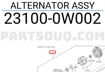 Nissan 231000W002 ALTERNATOR ASSY