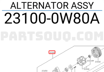Nissan 231000W80A ALTERNATOR ASSY