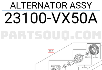 Nissan 23100VX50A ALTERNATOR ASSY