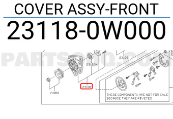 Nissan 231180W000 COVER ASSY-FRONT