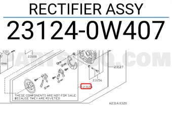 Nissan 231240W407 RECTIFIER ASSY