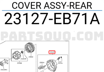 Nissan 23127EB71A COVER ASSY-REAR