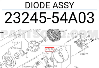 Nissan 2324554A03 DIODE ASSY