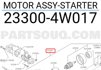 Nissan 233004W017 MOTOR ASSY-STARTER