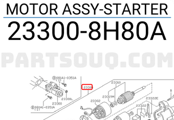 Nissan 233008H80A MOTOR ASSY-STARTER