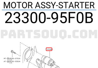 Nissan 2330095F0B MOTOR ASSY-STARTER